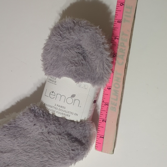 Lemon 3 pair Faux Fur cozy socks womens one size - Picture 6 of 7